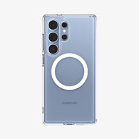 ACS08956 - Galaxy S25 Ultra Case Ultra Hybrid Metal Ring (MagFit) in Clear White showing the back